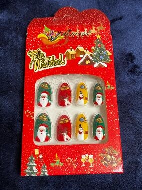 Christmas Press-On Nails with Santa & Snowman Designs